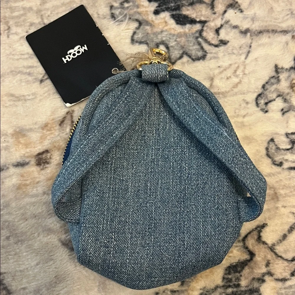 NWT MOOCH Upcycled Denim Mini Backpack Keychain Bag Charm